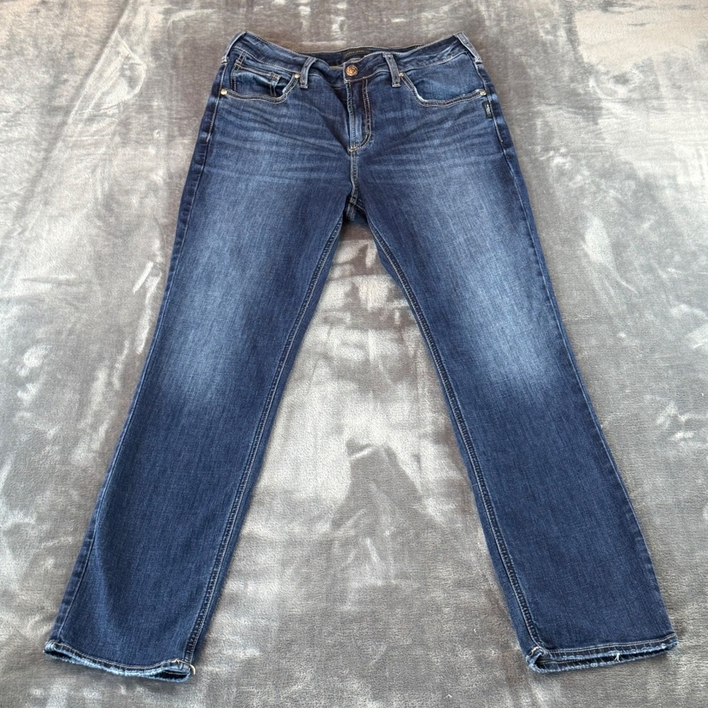 Silver Jeans Co Avery Straight Leg‎ High Rise Dark Wash Jeans Womens W32 L31